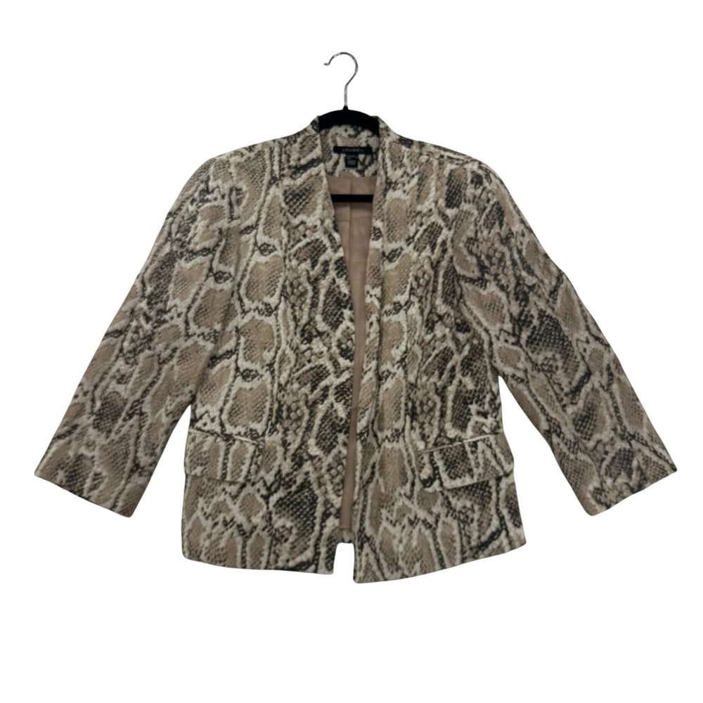 Louben Snakeskin Print Blazer Jacket Career Wear Neutral Tones Size 8